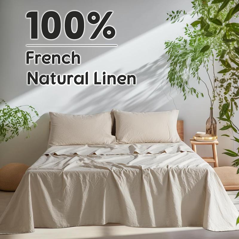 Stone-Washed French Flax Linen Sheets Set