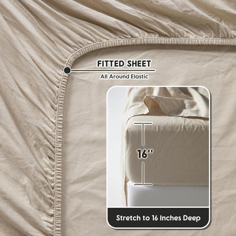 Stone-Washed French Flax Linen Sheets Set